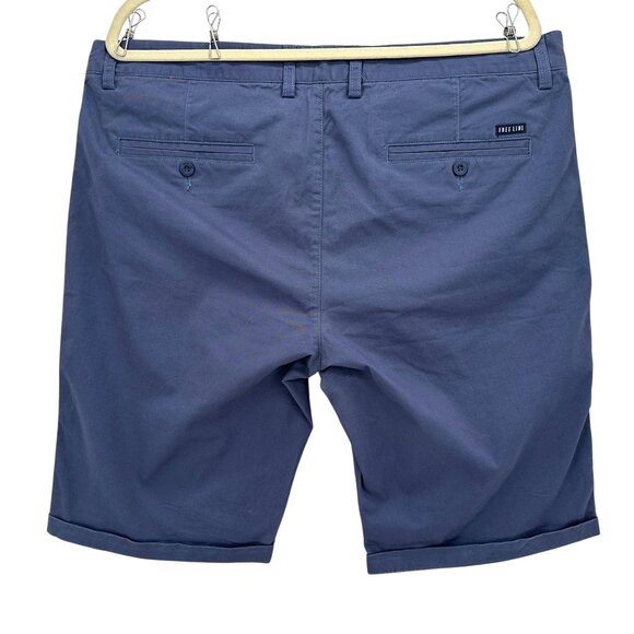 New With Defects Free Line Athens Mens 36 Shorts Flat Front Cuffed Blue - Picture 3 of 7